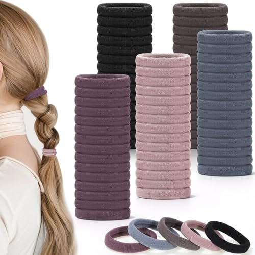 100 Haargummis Damen, 5 Farben, Elastische Haarbänder Ohne Metall | Nahtlos, Haarschonend, Dehnbar Für Dickes & Dünnes Haar, Ideal Für Alltag, Sport Und Reisen