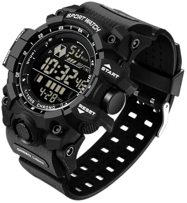 BIEWO Orologio da Uomo Militare, Orologio Digitale Sportivo Impermeabile con Sveglia, Data, Orologio da Polso Tattico, LED, Sveglia, Cronometro per Uomo, Tutto nero, Cinturino