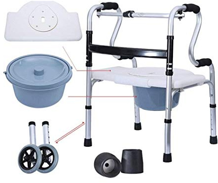 QHLMLL Andador de Interior para Adultos, Ducha, Inodoro, Aire, con Orinal para Personas Mayores, Plegable, con 2 Ruedas, para Caminar y Transportar, Aire, con Asiento abatible, Ayuda para la movili