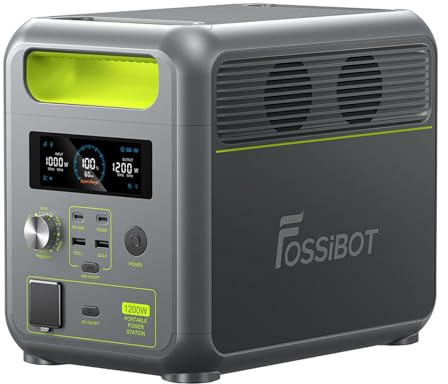 FOSSiBOT Tragbare Power Station F1200: 1024Wh LiFePO4 Solar Generator，Outputs 1200W (2400W Peak), Fast battery charging from 0 to 100% in 70 min, Applicable to RV/Camping/Home
