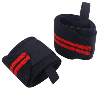 Abaodam 2piezas Correjas De Levantamiento De Pesas Para Muñeca Correas De Gimnasio Para Fuerza Entrenamiento Soporte Para Mano y Estabilizador De Muñeca Negro y Rojo