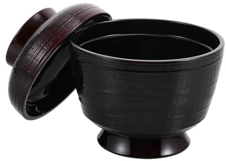 UKCOCO Tazón de Sopa Japonés Estilo Simple con Tapa de Plástico Cuenco Decorativo y Funcional para Uso en Casa o Fiesta para Miso y Arroz