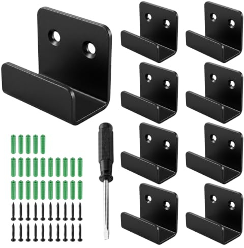 XRVRILE 8 Pezzi Ganci Muro per Piastrelle in Ceramica, Staffe a U in Acciaio Inox per Contenere Cornici, Piastrelle in Ceramica e Specchi da Parete, Nero, Larghezza Interna 15 mm