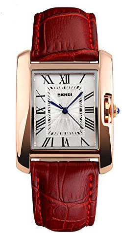 SKMEI 30M Waterproof Watch for Woman Fashion Square Dial Business Casual Women's WristWatches Red