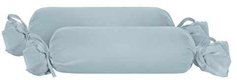 biberna Nackenrollenbezug Kissenbezug 15x40 cm, 2er Set braun | Jersey Baumwolle | Reißverschluss | weich & bügelleicht | Oeko-TEX Standard 100 | Doppelpack | Modell 0077144