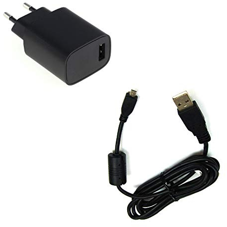 bg-akku24 Charger and Charging Data Cable USB Cable for Fujifilm Finepix JX680, JX695, JX700, JX710, T350, T360, T400, T410, T500, T510, T550, T560, XP200