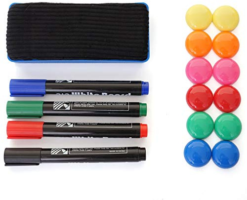 Mendler Whiteboard Zubehör HWC-C93 Magnet Boardmarker Schwamm | Memoboard-Set