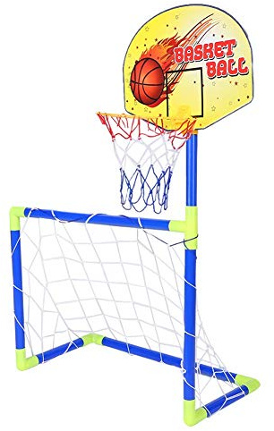 VGBEY Set de Juguetes de Fútbol para Baloncesto, 2 En 1 Portería de Fútbol y Soportes de Baloncesto para Niños, Niños Otros Juguetes Al Aire para Niños