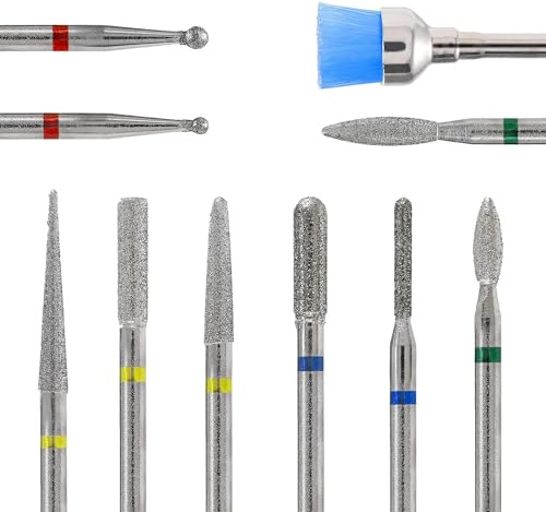 MelodySusie Diamant Bits Set Professioneller Schleifkörper Schleifkopf Nagelfräser Aufsätze Set für Maniküre Pediküre Nagelpflege (Silber)