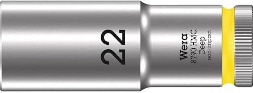 Wera 05004562001 8790 HMC Deep Steckschlüsseleinsatz 1/2, Leuchtgelb, 22.0 mm