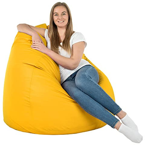 Italpouf , Sitzsack XXL Größe, Sitzkissen, Riesensitzsack, Indoor, Kunstleder, Sitzsack Sessel für Kinder und Erwachsene, EPS Perlen Füllung, Zertifiziert, Gelb