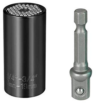 Universal Socket Wrench Set 7-19mm Multi-Function Ratchet Socket Drill Adapter Black