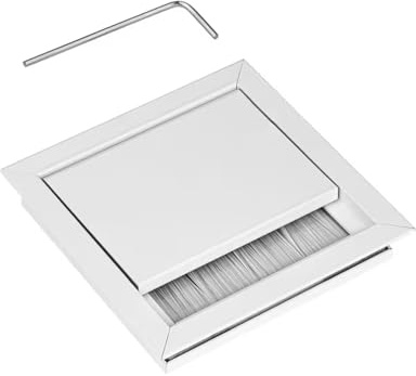 Gedotec Kabeldurchführung Aluminium mit Bürstendichtung 100 x 100 mm weiß – Kabeldurchlass EXIT G11 ECO – Kabelmanagement Schreibtisch & Büromöbel mit klappbarer Abdeckung