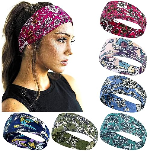 Kavya Damen Sport Stirnband, 6er Pack Dünne Haarbänder für Workout, Yoga & Sommer (Boho)