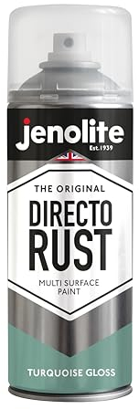 JENOLITE Directorust Glänzende Sprühfarbe | TÜRKISBLAU | 400ml | Spraydosen Sprühfarbe DIY | Mehrere Oberflächen Glanzfarbe: Holz, Metall, Kunststoff, Keramik, verrostete Oberflächen | RAL6024