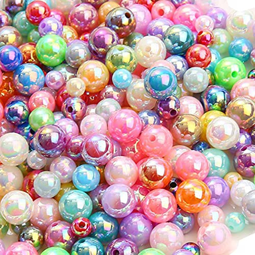 Yiyifor 820PCS Colorato ABS Perle 6mm 8mm 10mm Mixed Colour Pearl per la Creazione di Gioielli Oggettistica la Casa Braccialetto Bambini Collana Ciondolo Foro 2mm (820)