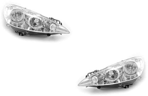 Johns, juego de faros compatible con Peugeot 308, faros 09/07-04/11, H1/H7, juego izquierdo y derecho