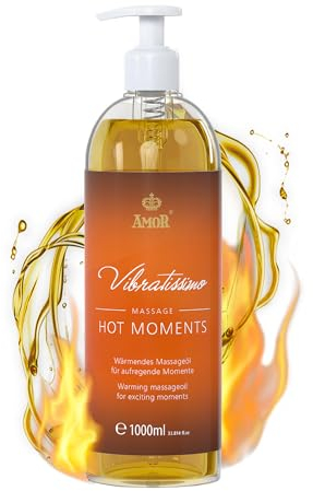 “Hot Moments” de Vibratissimo: aceite de masaje cálido y relajante, aceite erótico afrodisíaco, 1000 ml