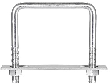 sourcing map Pernos en U cuadrados, 2 juegos 87 mm (3,43) Ancho interior 100 mm Longitud M10 304 Perno de abrazadera en U de acero inoxidable con tuercas y placas, para remolque de barco