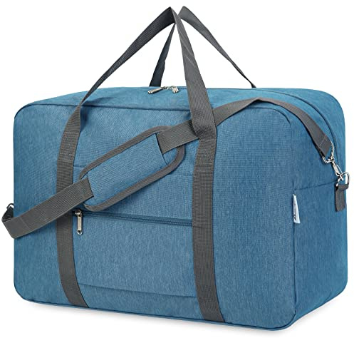 Narwey Handgepäck Tasche für Flugzeug Faltbare Reisetasche Damen Weekender Bag Sporttasche Damen Herren Handgepäck Koffer Groß 40L(Navy Blau)