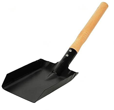 PNJB, Grill Ash Pan Metal Dustpan, Carbon Steel Fireplace Coal Ash Shovel with Wooden Handle, Dustpan Coal Shovel Fireplace Cleaning, Accessories Garden Hand Tools with Hand Brush Included.