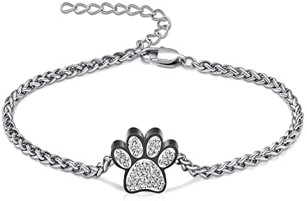 Mini-Einäscherung, Urnen-Armband für Asche, Urnen-Armband für Asche, Pfotenabdruck, Urnen-Armband für Asche, für Damen und Herren, verstellbares Asche-Gliederarmband