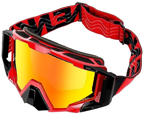 NENKI Dirt Bike Goggles Motocross Goggles with Nose Cover MX Goggles ATV Off Road Dirtbike Goggles for Unisex Adult (Red Lens)