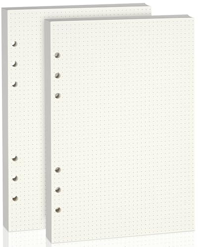 A5 6-Hole Dotted Line Refill Paper & Loose Leaf Planner Inserts for A5 6-Ring Binder-Fountain Pen Friendly-Double Sided No Bleed Through(2 Pack)
