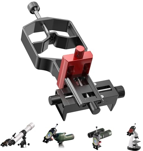 miniASTRO 3-Achsen-Hochpräziser Universal-Digiskopier-Adapter: Tridaptor Metallhalterung zum Verbinden von Smartphone mit Teleskop-Spektiv, Monokular-Mikroskop, Fernglas (Tridaptor ohne Bluetooth)