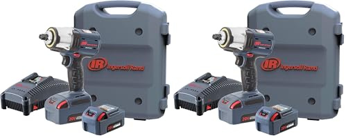 Ingersoll Rand Cordless Impact Wrench W5153-K22B-EU, 1/2 Inch 20V, 2X BL2022 Li-Ion Batteries 5.0 Ah and Charger Kit in 1 Carrying Case (Pack of 2)