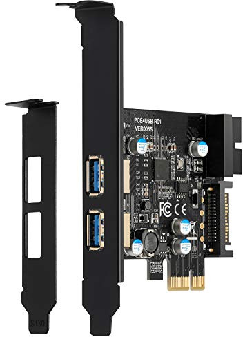 YBBOTT PCIE USB 3.0 Karte, PCI Express 1X 2 Ports mit internem 19-poligem USB 3.0-Anschluss Superspeed 5Gbps PCI-e USBIII Controller Controller Adapter Unterstützung Windows 10/8/7/XP