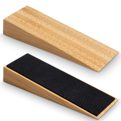 IBRIQO® 2 Topes de Puertas de Bambú Antideslizante EcoFriendly | Set 2 Cuñas de Madera de Puerta para El Suelo | Sujeta Puertas Universal, Decorativo y Funcional