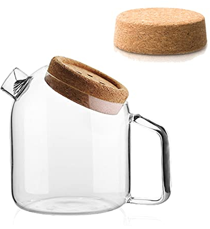 NLDGR Tetera de Vidrio con Tapa de Corcho, Botella de Agua Fría, Recipiente para Tetera, Jarra de té Helado para Nevera, Decoración de Restaurante de Granja (S)