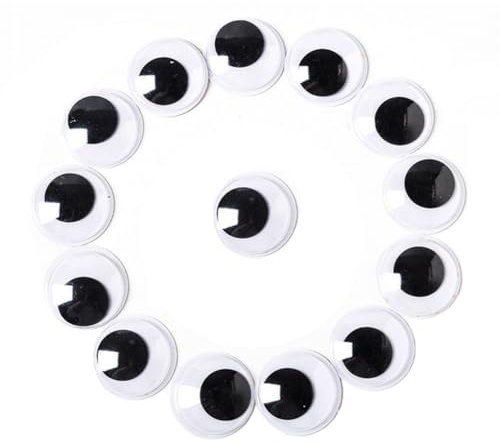 200 Stück Selbstklebende Wackelaugen, 25mm Kulleraugen Selbstklebend, Kunststoff Augen zum Basteln,Puppe Augen, Schwarze Wackelaugen, Bastelaugen, Wiggle Googly eyes für DIY Kunsthandwerk Dekoration