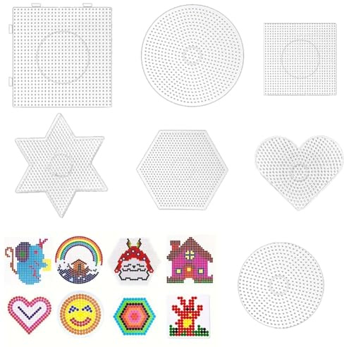 Plaques de Perles à Repasser - 7 Pcs Transparentes avec Supports pour Enfants à Partir