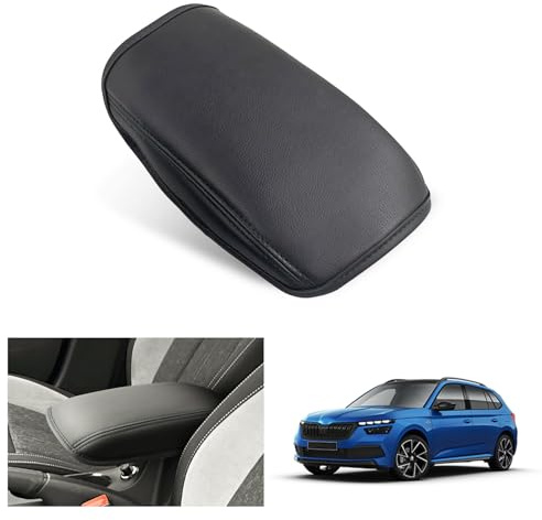 GAFAT Compatible avec Skoda Kamiq 2019-2024 2025 Housses d’Accoudoirs Central, Kamiq 2024 Console Centrale Protection en Microfibre PU Cuir Synthétique, Kamiq Accessoires 2024 (Noir)