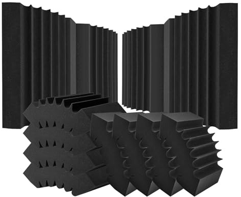 VEVOR Akustikschaumstoff Akustikpaneele 4er-Set, 42x16x30cm, Selbstklebende schalldichte Wandplatten, Akustikplatte, Akustikschaumstoff-Matten für Studiowände & -Decken, schwarz