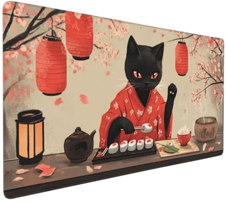 Gaming Mauspad XXL Japan Mousepad 1000x500x4mm Tier Verlängertes Mauspad Schreibtischauflage,Genähte Kanten Mauspad,Verbessert Präzision und Geschwindigkeit Wasserdicht Geeignet für Büro und Spiele
