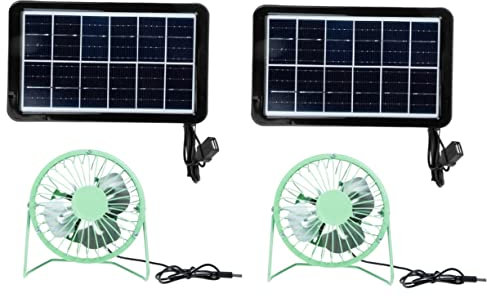 YARNOW 2 Set ventilatore solare operato ventilatore a batteria aria mini usb ventole usb ad energia solare ventola di raffreddamento da scrivania ferro battuto