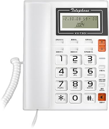 Telefono fisso con cavo, grande pulsante per la casa, affari, telefono fisso da scrivania, telefono fisso con schermo LCD per la ricezione dell'ufficio