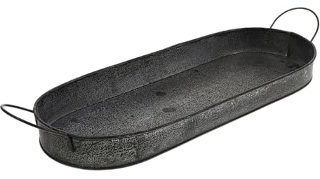 Holibanna Rustikales Metalltablett Oval Mit Griffen Vintage Servierteller Für Brot Und Backwaren Bauernhausstil Dekoratives Ablagetablett Für Küche Und Wohnzimmer 15.16X5.12X1.38In