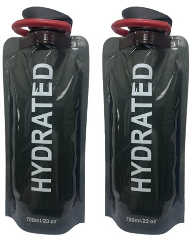 JINGTOPS 2 Pezzi Borraccia Pieghevole700Ml,Borraccia Pieghevole per Festival con Moschettone,Borraccia Morbida Pieghevole per Escursionismo,Accessori da Viaggio,Festival E Feste