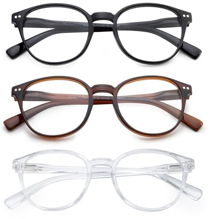 OuShiun Lunettes de lecture pour hommes et femmes, 3 paires de lunettes de lecture portables ultra-légères à l'épreuve des rayons bleus,Confortables et Stylées