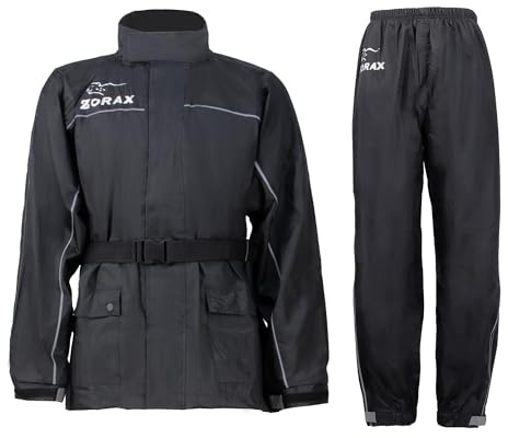 Zorax Impermeabile Antivento Moto Moto Tuta Pioggia Due Pezzi Giacca Pioggia Giacca Pioggia Pantaloni Pioggia Pantaloni Pioggia Pantaloni Rainwear, Nero , 4X-Large
