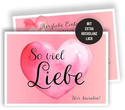 Edition Colibri 10 Einladungskarten Hochzeit - Einladungskarte zur Hochzeitsfeier, Set, Einladung Hochzeit, Trauung, Brautpaar, Liebe, Hochzeitskarte, So viel Liebe, A6
