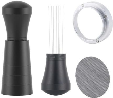 GdHaHSP Kit Espresso 54 mm, WDT e Anello Alluminio, Screen Inox