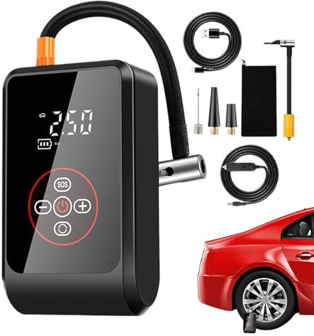 Compressore d'aria, gonfiatore elettrico senza fili, display a LED con spegnimento automatico, pompa portatile ricaricabile, accessorio per auto ideale per moto, bici, pneumatici di veicoli, palline
