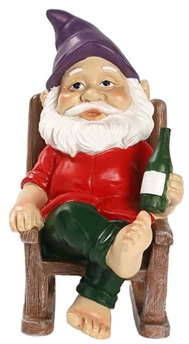 Muzrunq Nains de Jardin d'extérieur, Chaise à Bascule en résine 12, 4 x 8, 1 x 15 cm, Nains coquins transportant de la bière, Ornements Jardin Amusants, coquins, Ornements