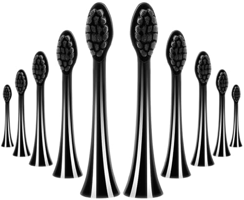 Lot de 10 têtes de brosse à dents de rechange My compatibles avec/Variationss les brosses à dents électriques, soniques, noires