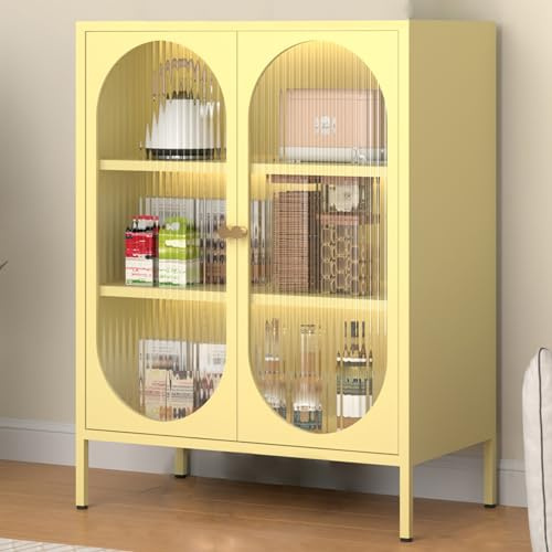 WLCNYL PC-Board-Vitrine, verstellbare Laminat-Vitrine, mehrere Farben zur Auswahl, einlagig, trägt etwa 80 Catties (Farbe: Gelb, Größe: 27,5 x 13,7 x 40,1 Zoll)